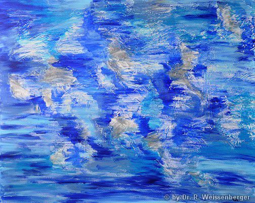 Blue III, Acrylics and surfacer with spatula on canvas,