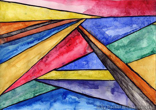 Geometric watercolour, Watercolour with ink on paper,