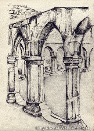 Portumna Friary, Irland, Bleistift auf Büttenpapier,