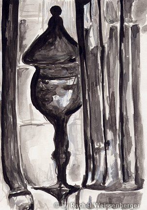Shadow of a Lamp, Ink pencils on hand-made paper,