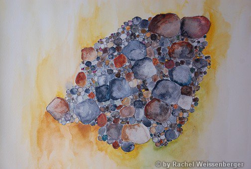 Stones, Watercolour and pencil on paper,