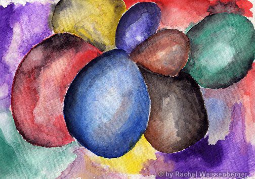 Watercolour-balloons, Watercolour with ink on board,