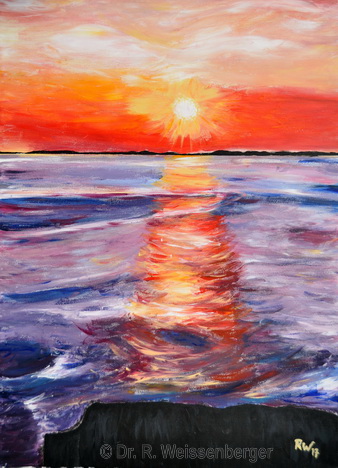Sunset over Mull, Acrylics on canvas,