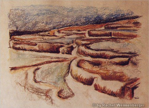 Pamukkale, Pastels on hand-made paper,